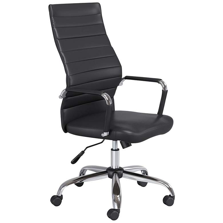 Image 3 Primero Black Faux Leather Adjustable Office Chairs Set of 2 more views
