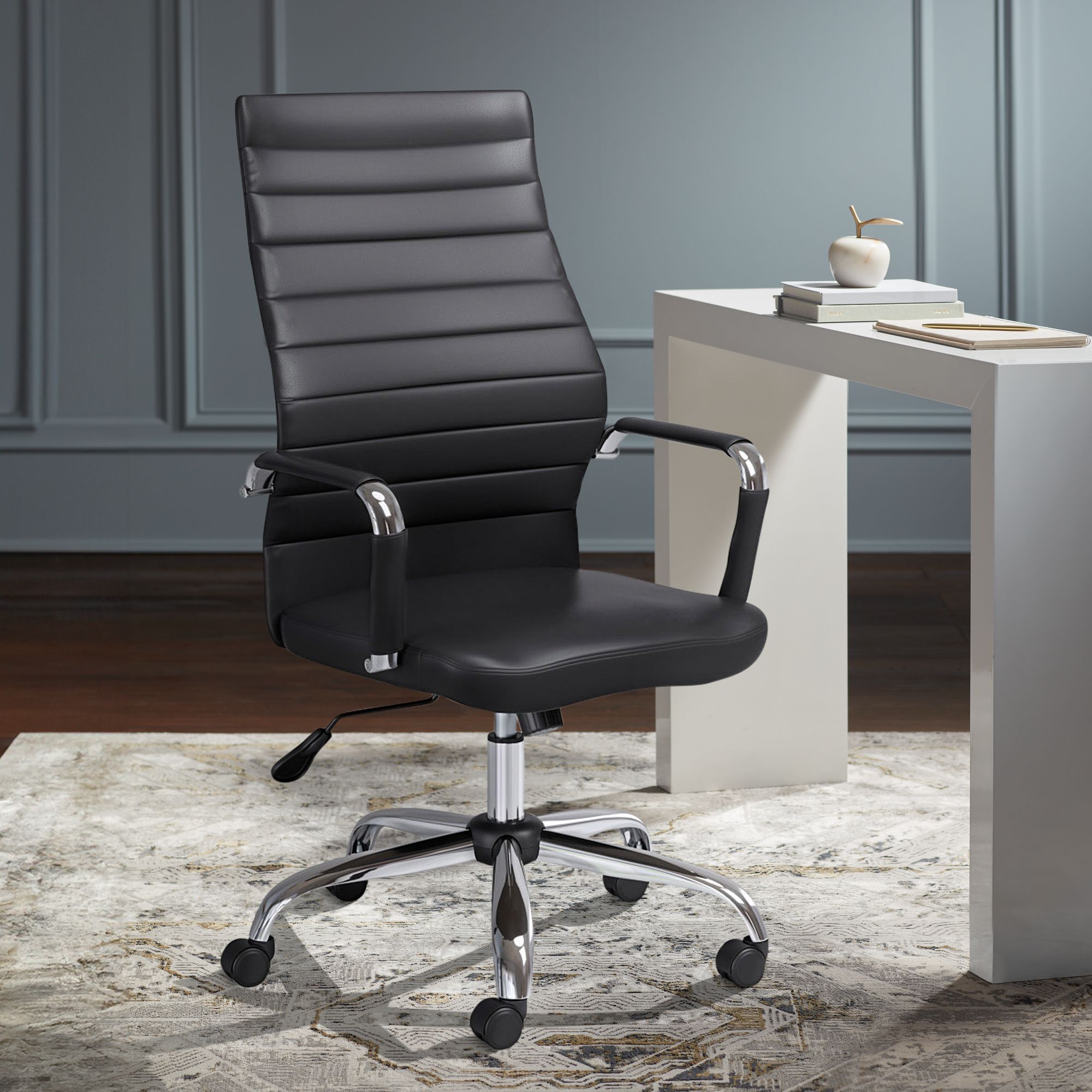 Primero Black Faux Leather Adjustable Office Chairs Set of 2