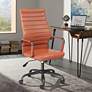 2_Primero Caramel Orange Faux Leather Adjustable Office Chair