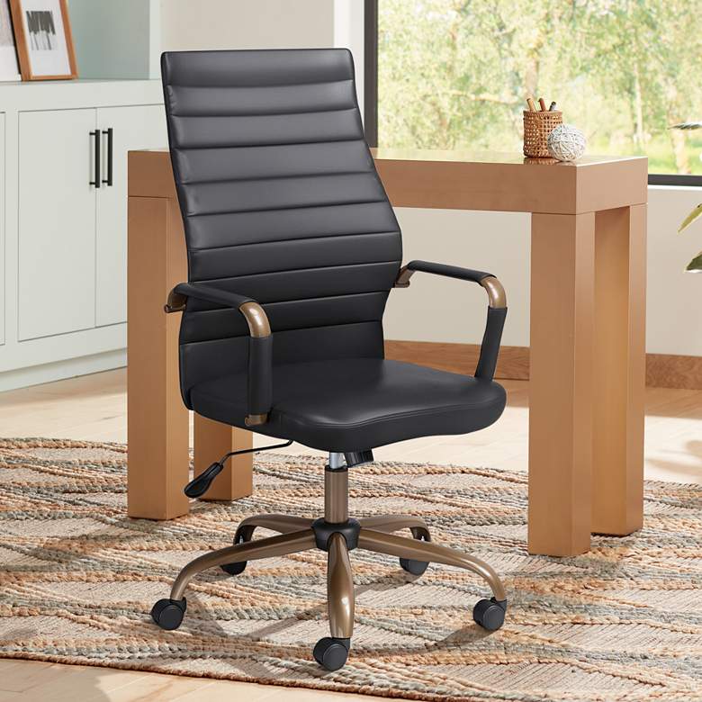 Image 2 Primero Vintage Black Faux Leather Adjustable Office Chair