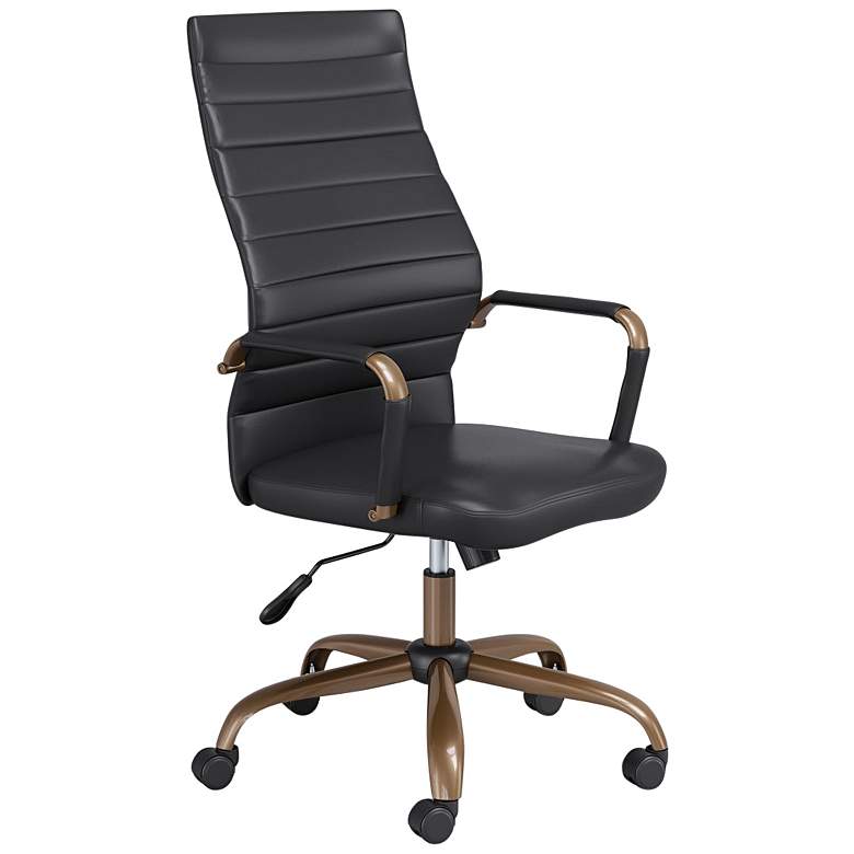 Image 3 Primero Vintage Black Faux Leather Adjustable Office Chairs Set of 2 more views