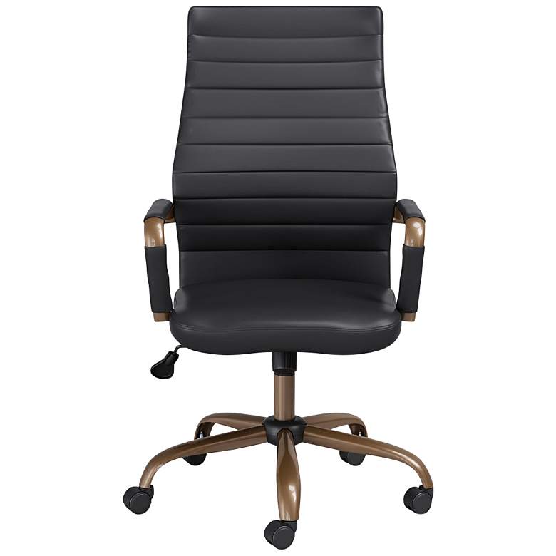 Image 4 Primero Vintage Black Faux Leather Adjustable Office Chairs Set of 2 more views