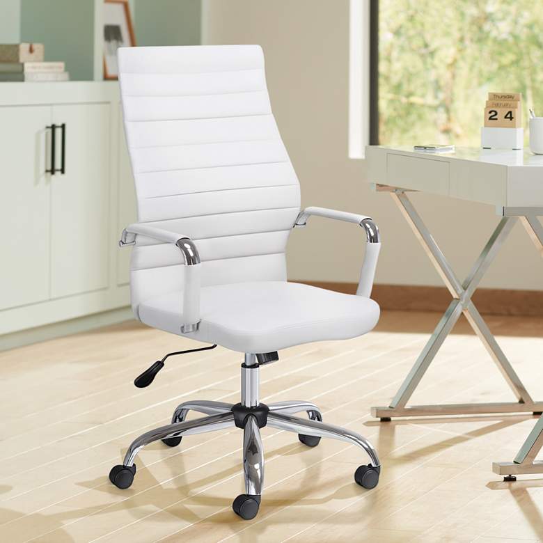 Image 2 Primero White Faux Leather Adjustable Office Chair