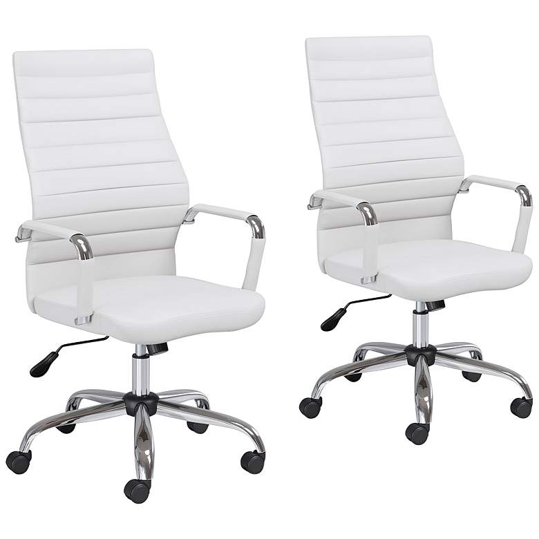 Image 1 Primero White Faux Leather Adjustable Office Chairs Set of 2