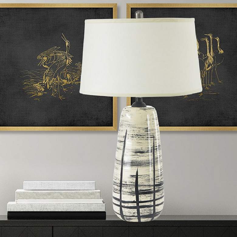 Image 1 Primitive Brushed Black and Clear Overglaze Vase Table Lamp