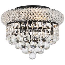 Primo 10" Wide Black with Crystal Ceiling Light