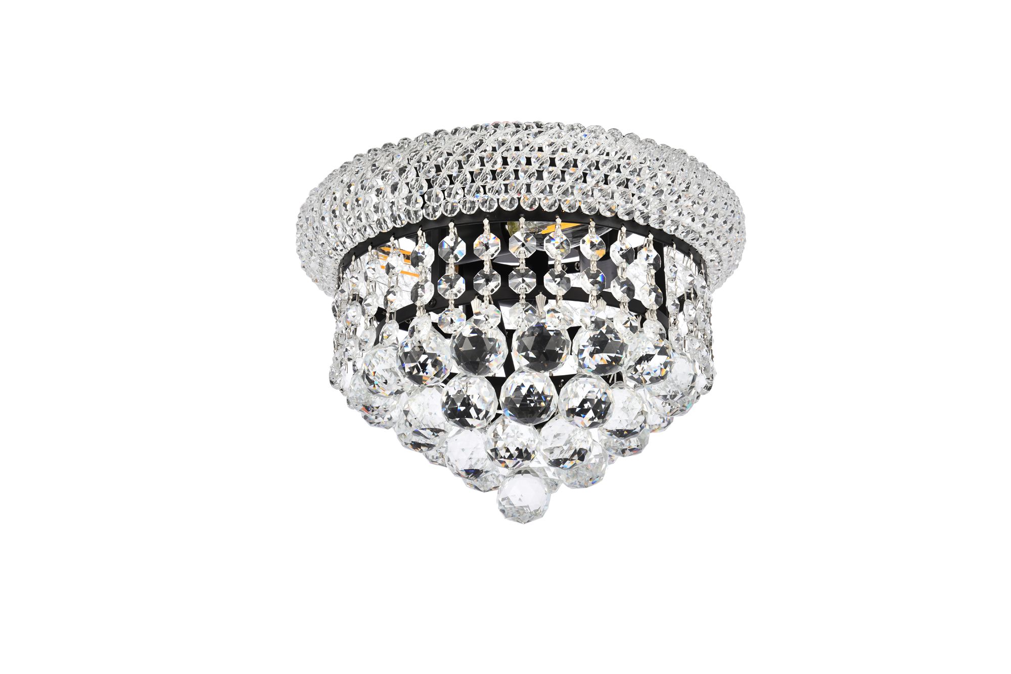 Primo 10" Wide Black with Crystal Ceiling Light