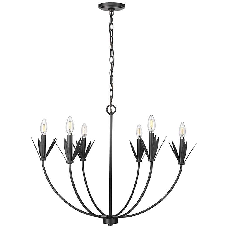Image 1 Primrose 30 1/2" Wide Matte Black 6-Light Chandelier
