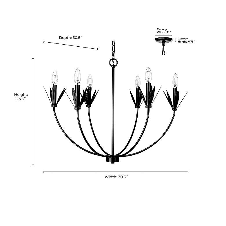 Image 7 Primrose 30 1/2" Wide Matte Black 6-Light Chandelier more views