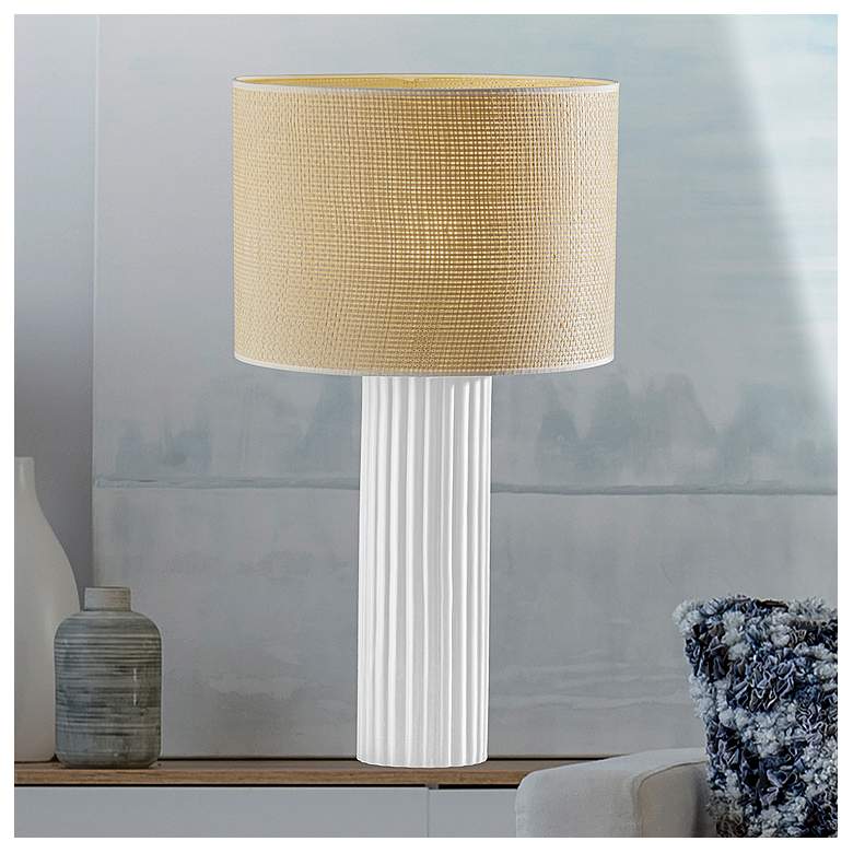 Image 2 Primrose White Ribbed Table Lamp