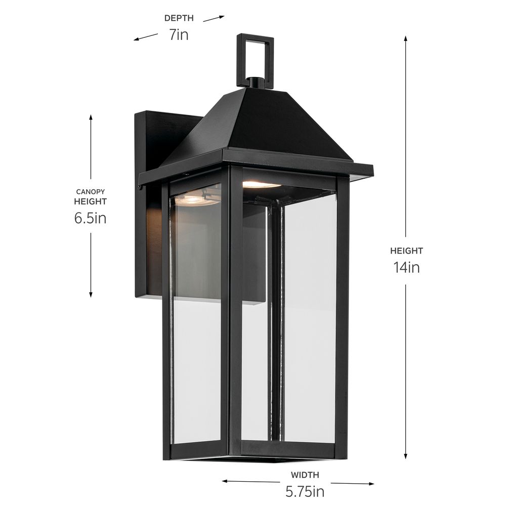 Image 7 Prin 14 Inch 1 Light Outdoor DarkSky Wall Light with Clear Glass in Black more views