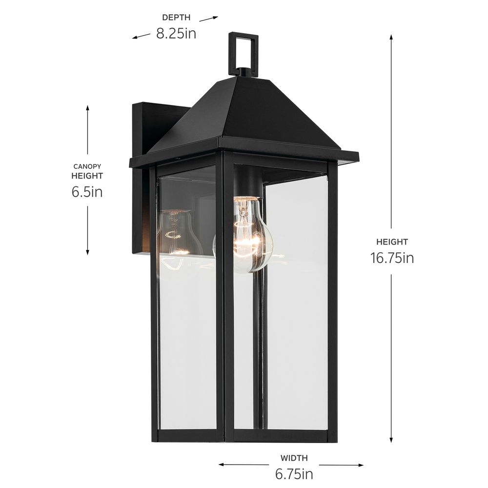 Image 7 Prin 16.75 Inch 1 Light Outdoor Wall Light with Clear Glass in Black more views