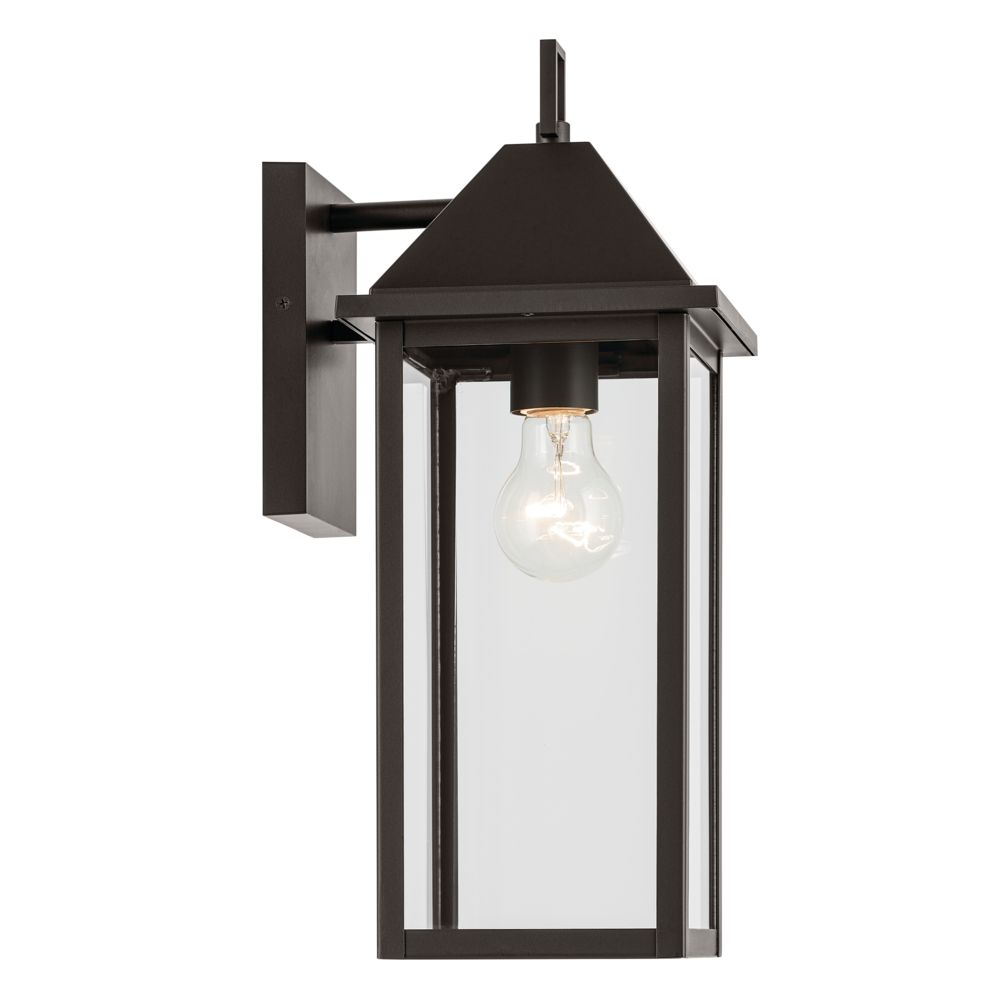Prin 16.75 Inch 1 Light Outdoor Wall Light with Clear Glass in Olde Bronze