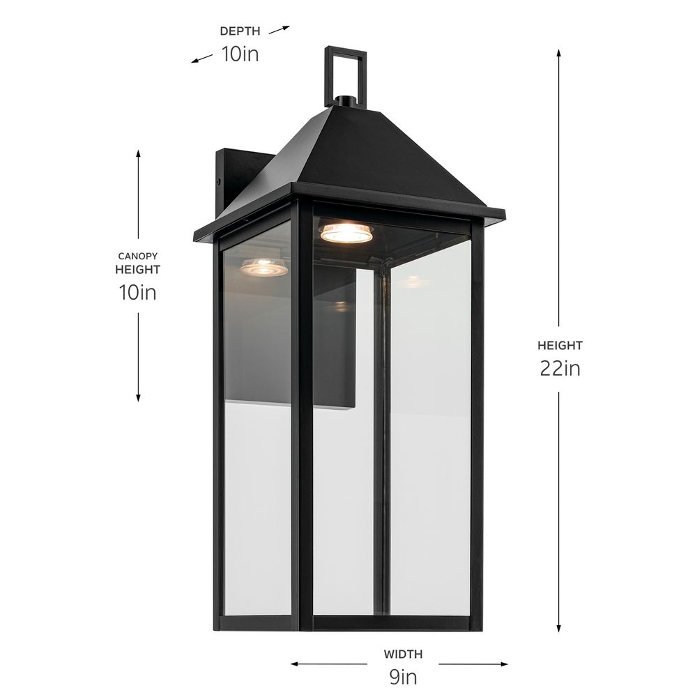 Prin 22 Inch 1 Light Outdoor DarkSky Wall Light with Clear Glass in Black