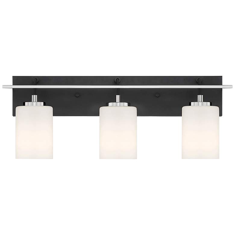 Image 2 Prince St 24 inch Wide Matte Black 3-Light Vanity Bath Light