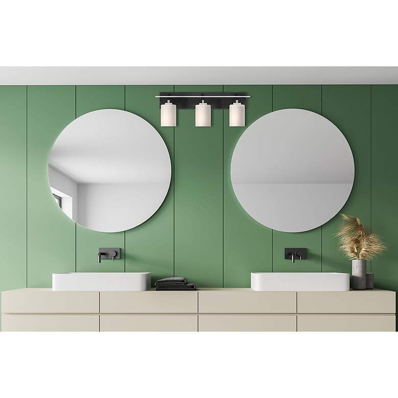 Image 6 Prince St 24" Wide Matte Black 3-Light Vanity Bath Light more views