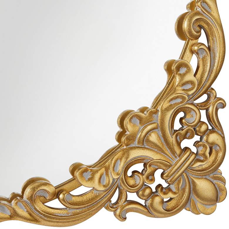 Image 2 Princesa Satin Gold Acanthus Floral 30 inch Square Wall Mirror more views