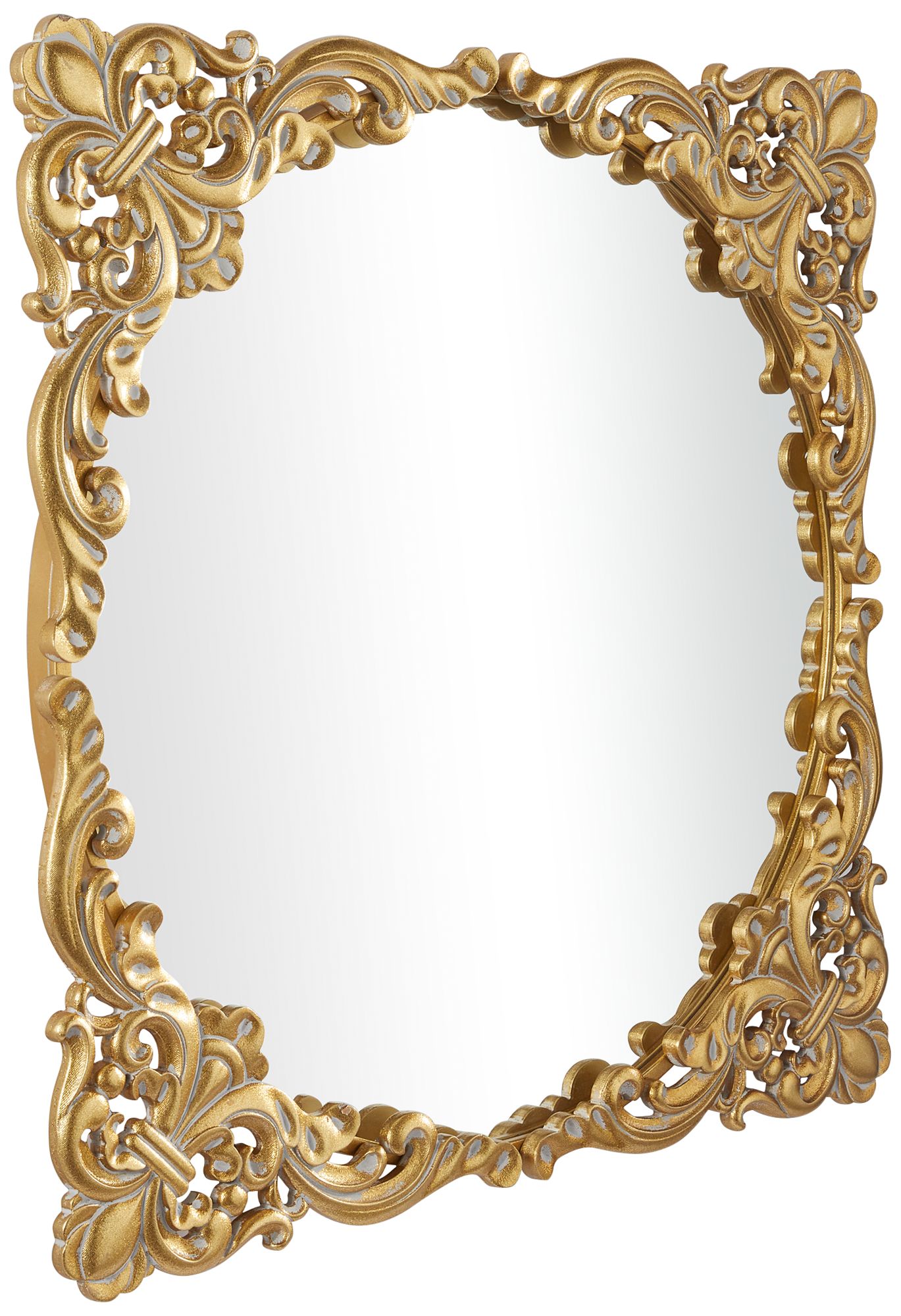 Image 3 Princesa Satin Gold Acanthus Floral 30" Square Wall Mirror more views