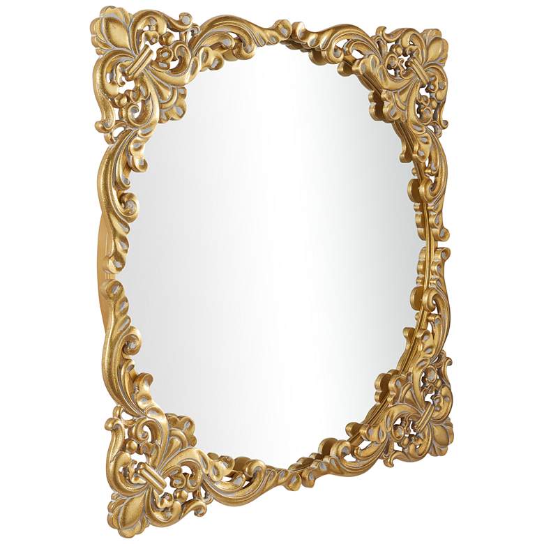 Image 3 Princesa Satin Gold Acanthus Floral 30 inch Square Wall Mirror more views