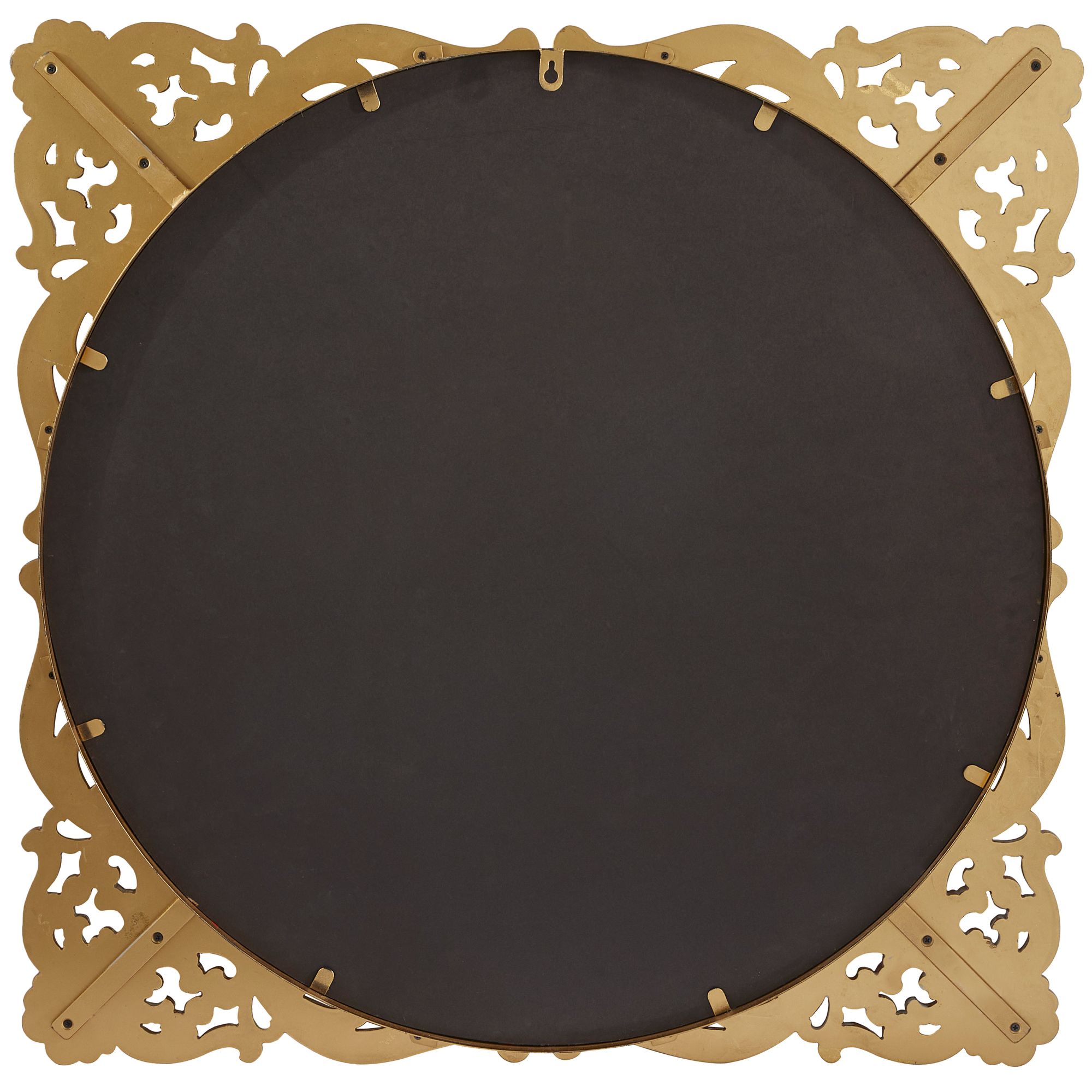 Image 4 Princesa Satin Gold Acanthus Floral 30" Square Wall Mirror more views