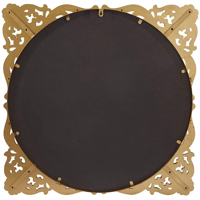 Image 4 Princesa Satin Gold Acanthus Floral 30 inch Square Wall Mirror more views