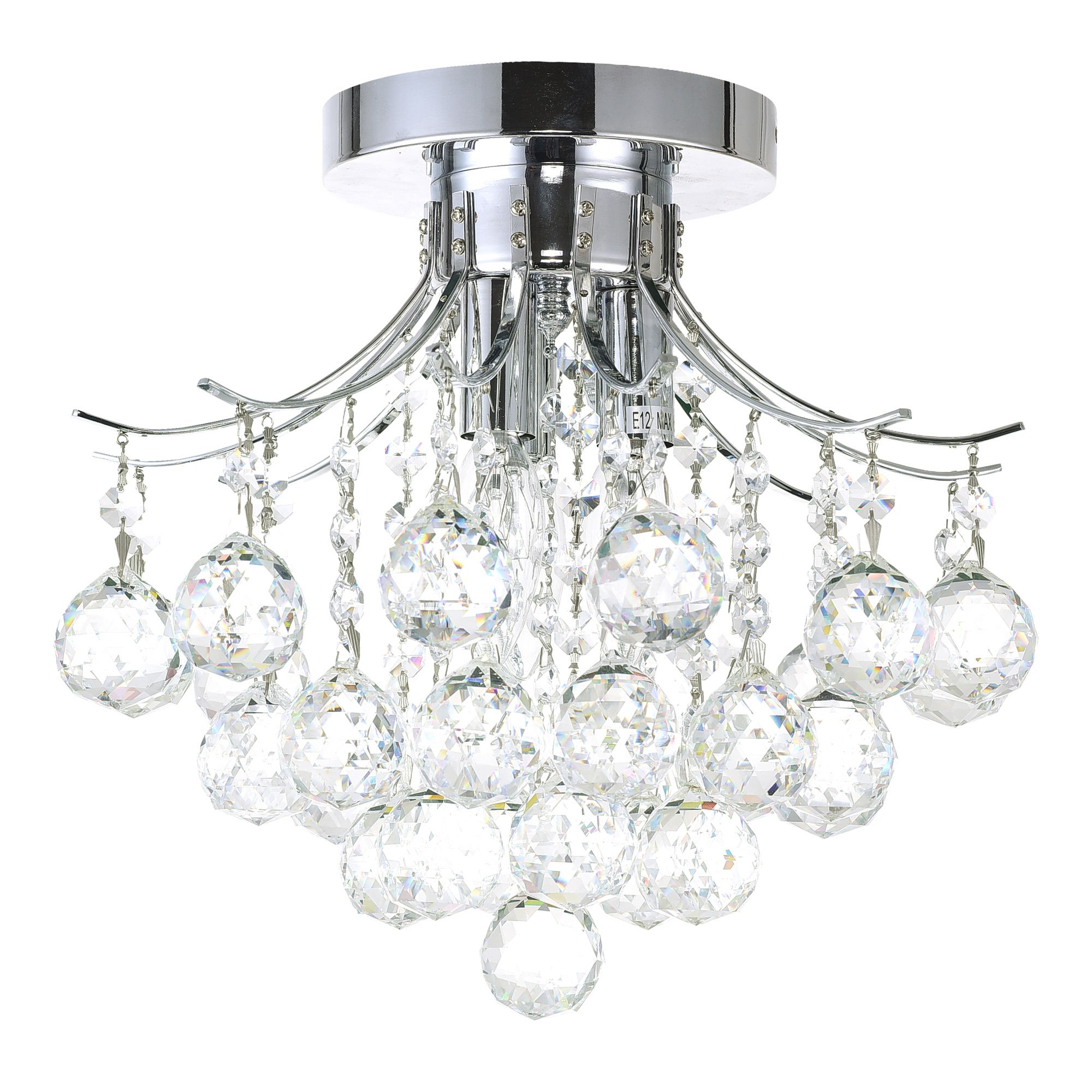 Image 5 Princess 3 Light 12in Chrome Flush Mount with Crystals more views