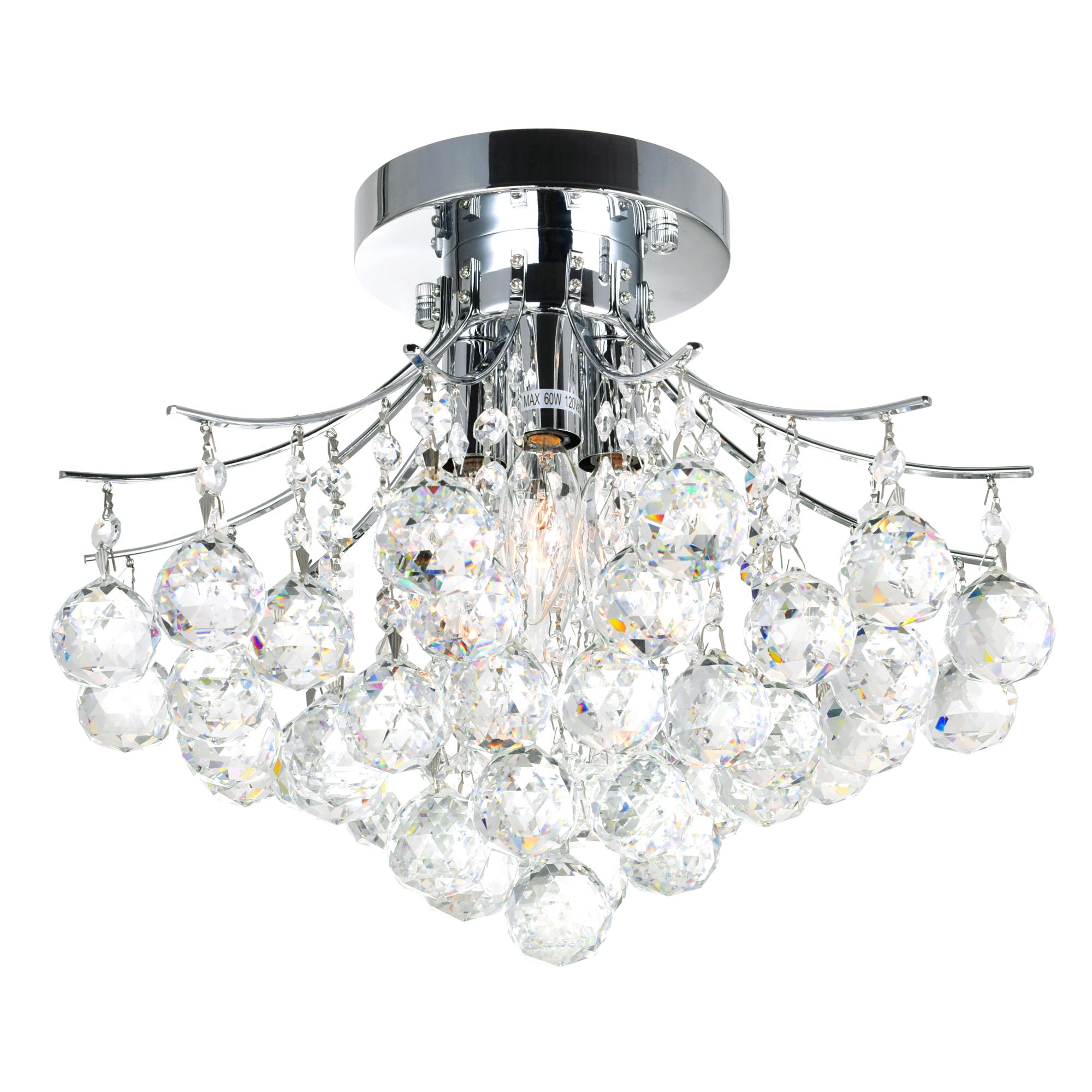 Image 2 Princess 4 Light 16in Chrome Flush Mount with Crystals more views