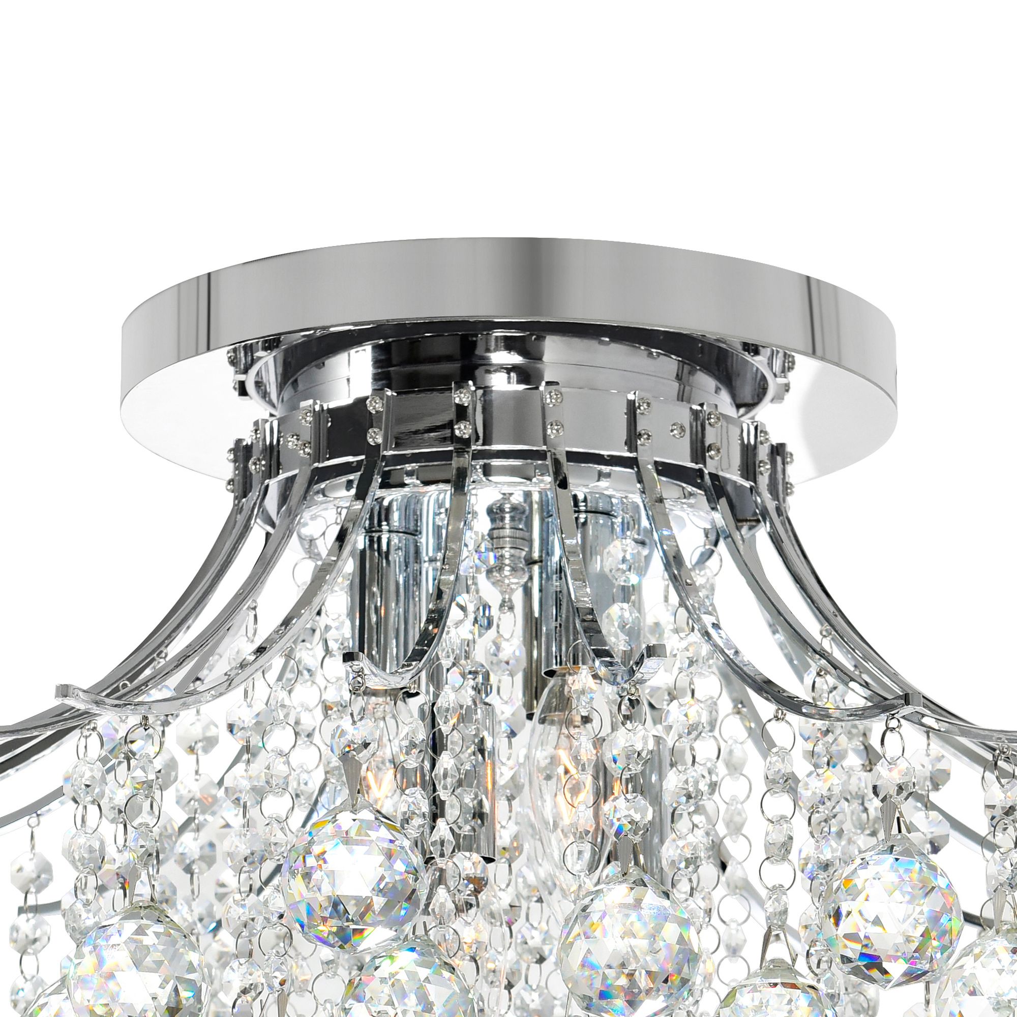 Image 4 Princess 6 Light 20in Chrome Flush Mount with Crystals more views