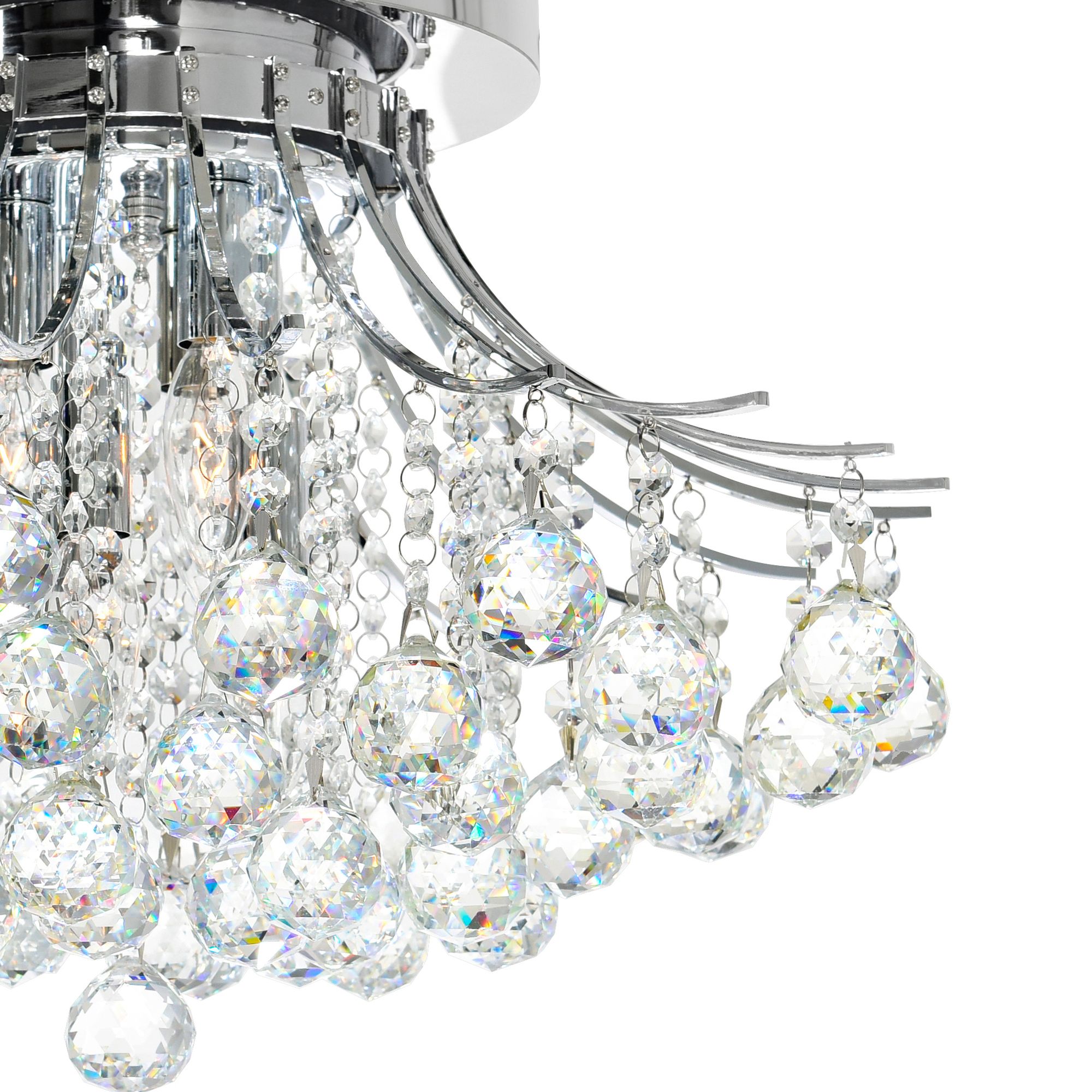 Image 5 Princess 6 Light 20in Chrome Flush Mount with Crystals more views