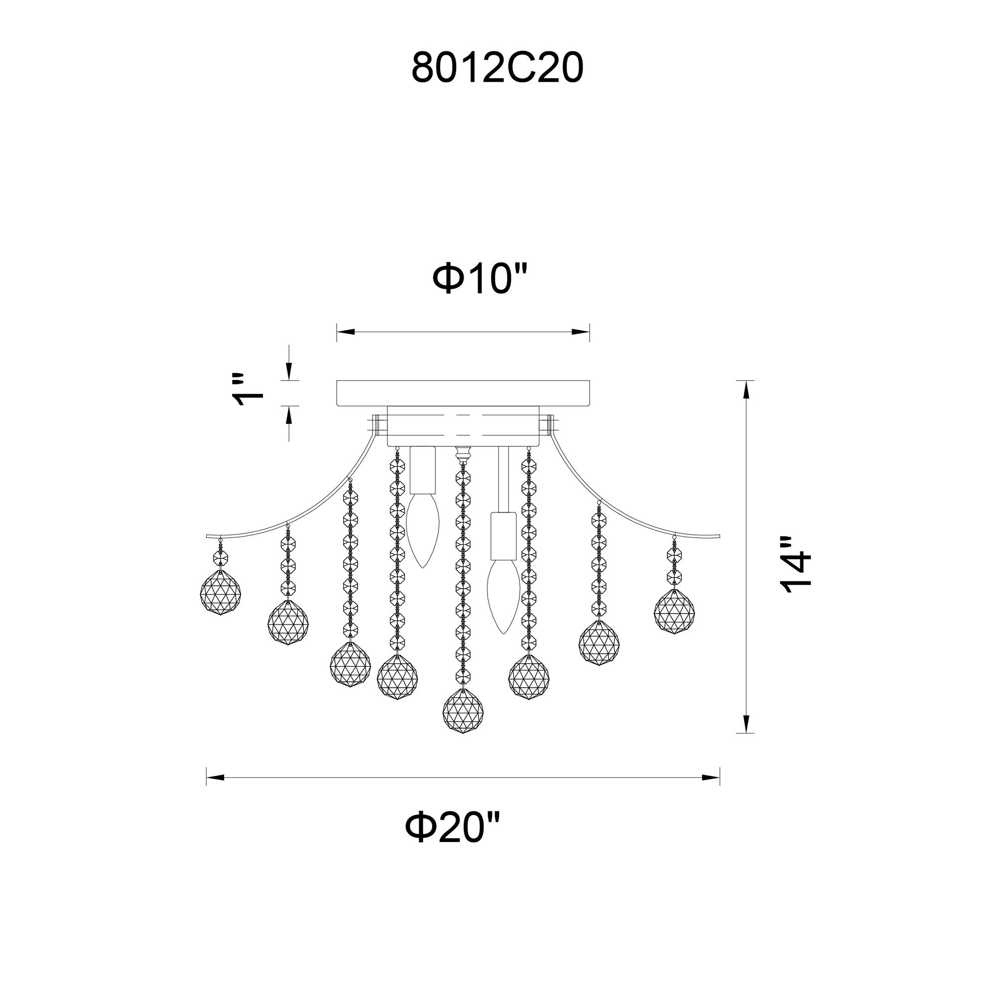 Image 6 Princess 6 Light 20in Chrome Flush Mount with Crystals more views