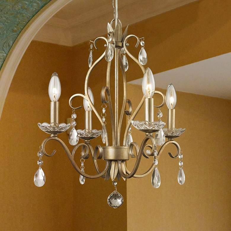 Image 1 Princess Chandeliers by Z-Lite Antique Silver 4 Light Chandelier