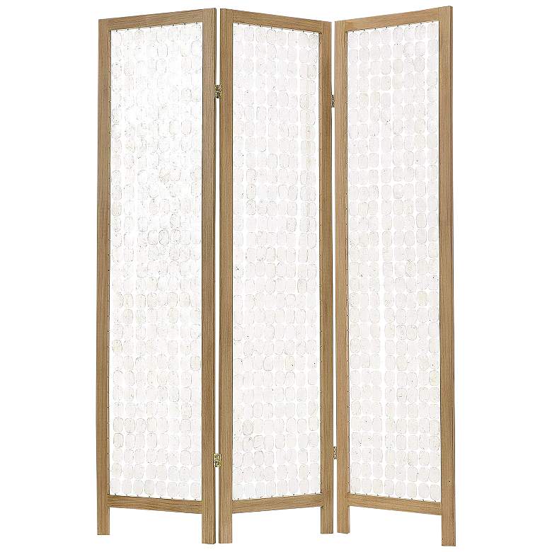 Image 2 Princessa 54"W Brown Wood Pearl Strands Screen/Room Divider
