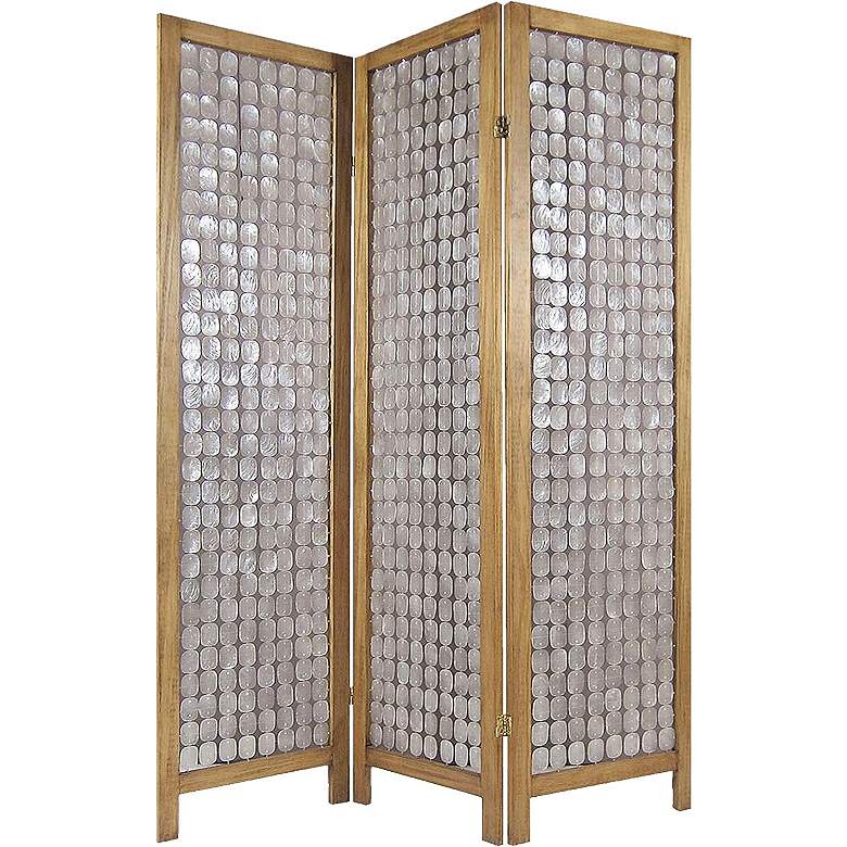 Image 6 Princessa 54"W Brown Wood Pearl Strands Screen/Room Divider more views