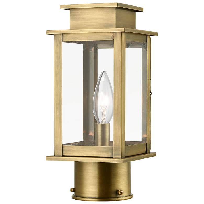 Image 2 Princeton 1 Light Antique Brass Outdoor Mini Post Top Lantern
