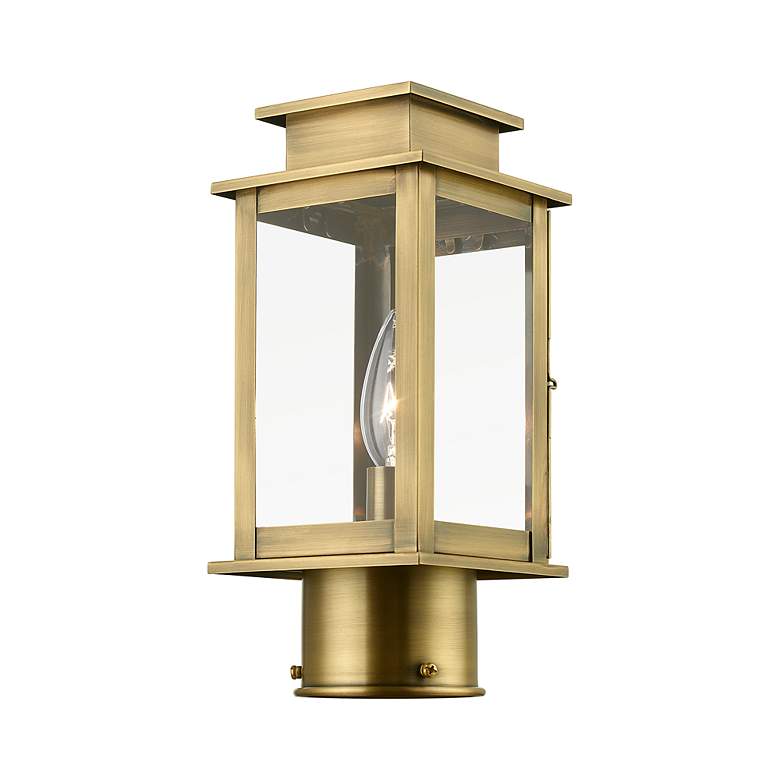 Image 4 Princeton 1 Light Antique Brass Outdoor Mini Post Top Lantern more views