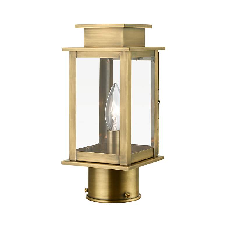 Image 5 Princeton 1 Light Antique Brass Outdoor Mini Post Top Lantern more views