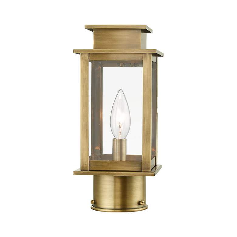 Image 6 Princeton 1 Light Antique Brass Outdoor Mini Post Top Lantern more views
