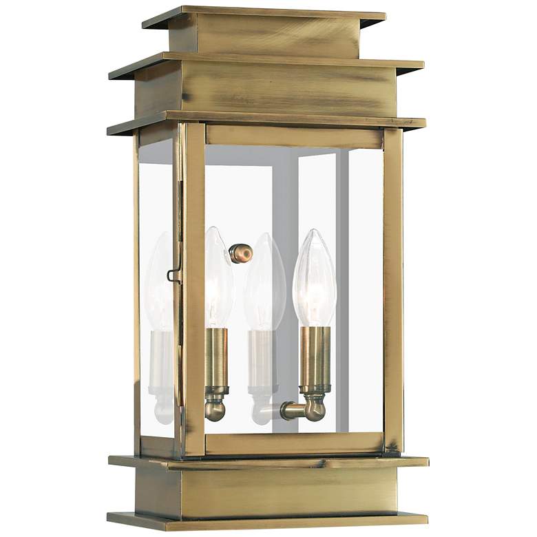 Image 2 Princeton 14" High Antique Brass 2-Light Outdoor Wall Light