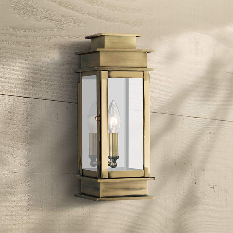 Image 1 Princeton 14 inch High Antique Brass Outdoor Wall Light