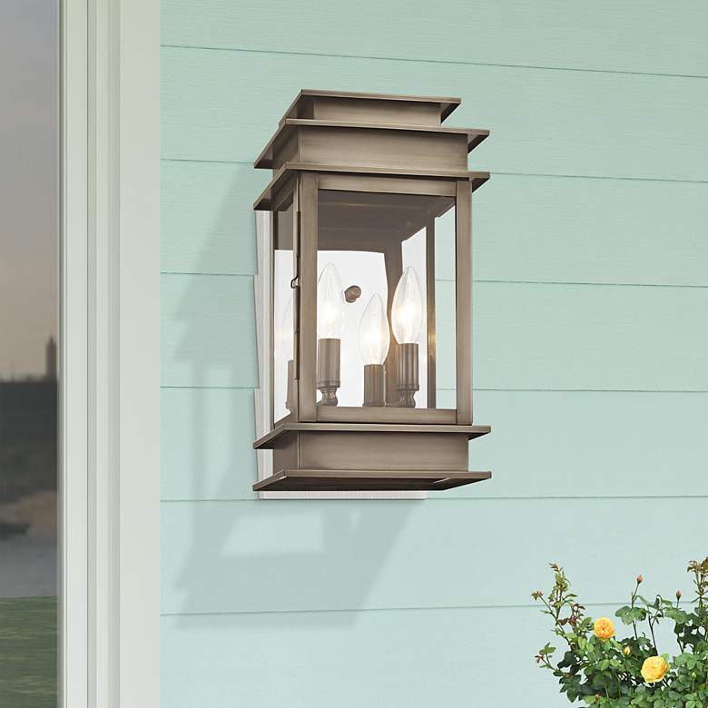 Image 1 Princeton 14" High Vintage Pewter 2-Light Outdoor Wall Light