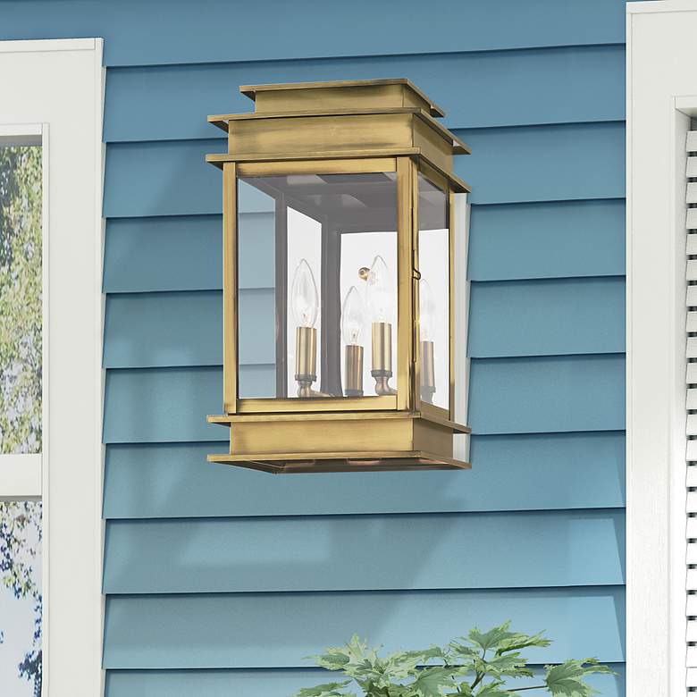 Image 1 Princeton 15 1/4" High Antique Brass Outdoor Wall Light