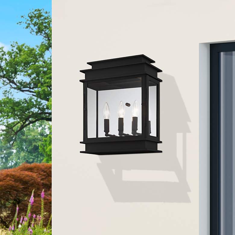 Image 1 Princeton 15 1/4" High Black 3-Light Outdoor Wall Light