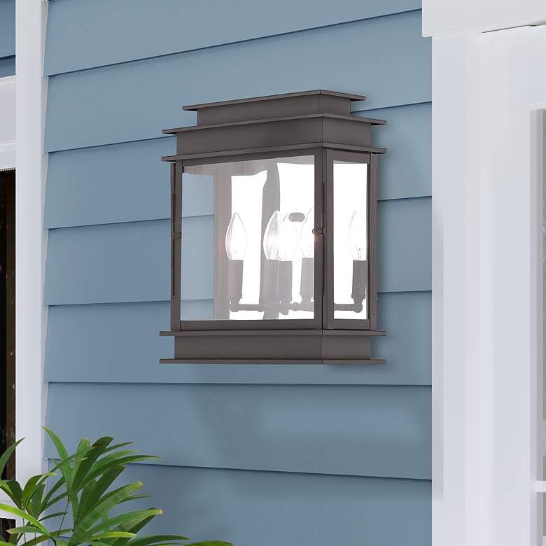 Image 1 Princeton 15 1/4" High Bronze 3-Light Outdoor Wall Light