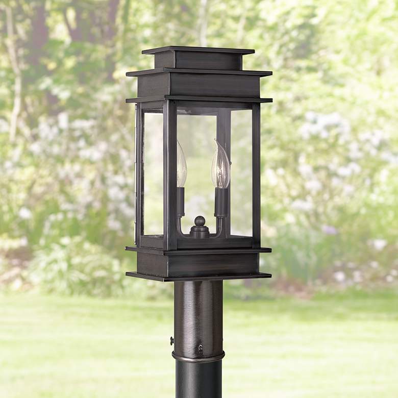 Image 1 Princeton 16 3/4 inch High Vintage Pewter Outdoor Post Light