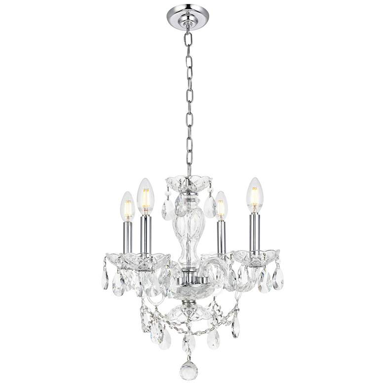 Image 2 Princeton 17 inch Wide Chrome and Crystal 4-Light Chandelier