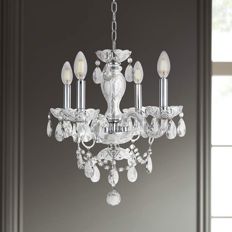 Image 1 Princeton 17 inch Wide Chrome and Crystal 4-Light Chandelier