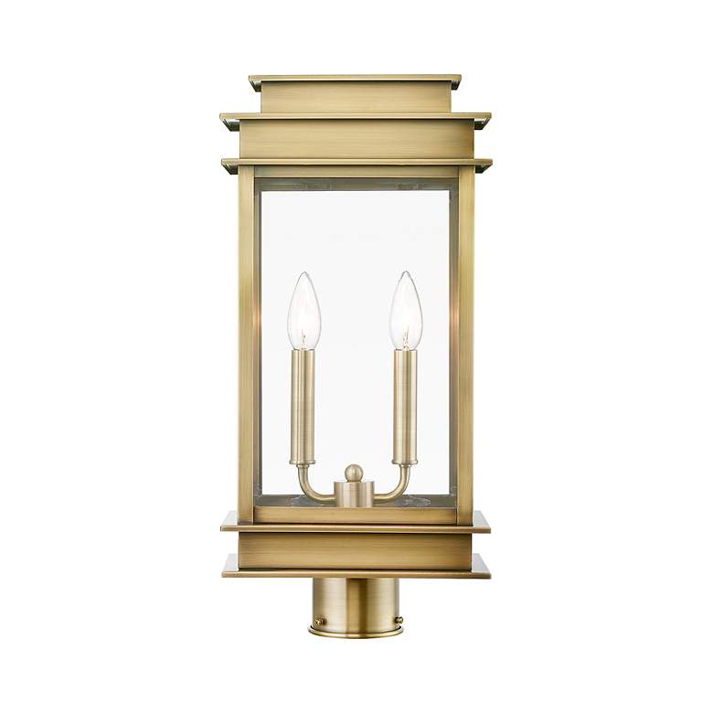 Image 3 Princeton 2 Light Antique Brass Outdoor Large Post Top Lantern more views