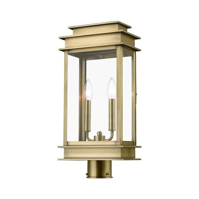 Image 4 Princeton 2 Light Antique Brass Outdoor Large Post Top Lantern more views