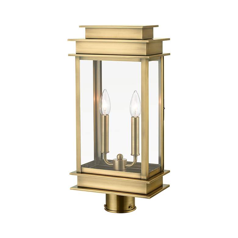 Image 5 Princeton 2 Light Antique Brass Outdoor Large Post Top Lantern more views