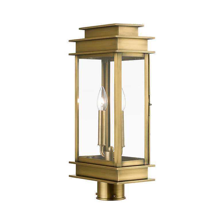 Image 6 Princeton 2 Light Antique Brass Outdoor Large Post Top Lantern more views